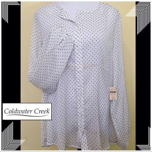 NWT Coldwater Creek Dotted Swiss Blouse 1X